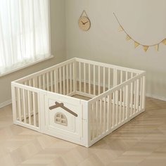 Большой детский игровой манеж UNIX Kids Classic Tree House 150 x 130 Camel из пластика, для дома и улицы, бежевый
