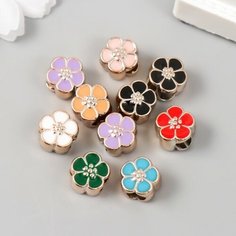 Бусины для творчества пластик "Цветок яркая серединка" микс набор 10 шт 1,1х1 см Арт Узор