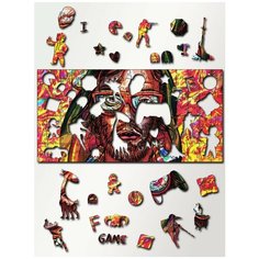 Пазл деревянный с фигурками 46х23 см Игра Hotline Miami - 626 Creative Wood