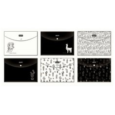 Папка-конверт на кнопке А5 Attache Selection Llamas, 6шт/уп,