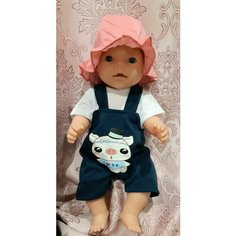 Одежда для кукол 40-45 см. Комплект одежды (Комбинезон, футболка, шляпа) Нет бренда