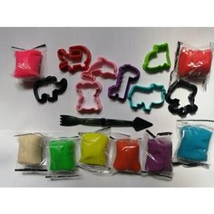 Пластилин -тесто для лепки, детский, животные,8 формочек и цветов. Hollys
