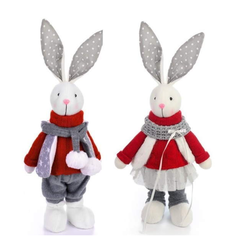 Мягкая игрушка 40см Заяц/Зайчиха в красно-сером костюме Китай