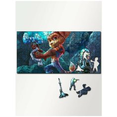 Пазл деревянный 230 деталей 46х23 см игры Ratchet & Clank Ratchet & Clank, Рэтчет и Кланк, платформер, Рэтчет, Кланк, робот - 4040 Creative Wood