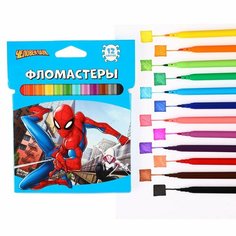 Фломастеры "Человек паук", 12 цветов, вентилируемый колпачок Россия