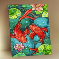 Картина по номерам Карпы Кои, 15x20 см. Флюид