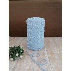 Шнур хлопковый эльнить - 2 мм, 200 м, 80% хлопок, 20% полиэфир , без сердечника /шнур для вязания, рукоделия, макраме/"нежно-голубой"