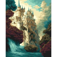 Картина по номерам 40х50 см "Замок на скале". Раскраска по номерам. Живопись. Рисование Del Art