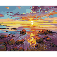 Картина по номерам 40х50 см Закат на море. Набор для творчества. Живопись. Рисование Del Art