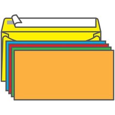 Конверт С65, KurtStrip, 114*229мм, б/подсказа, б/окна, отр. лента, радуга (5цв.*2шт.), 20 штук Курт