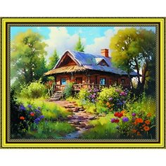 Алмазная мозаика на подрамнике 40*50 "Старинная избушка" Нет бренда
