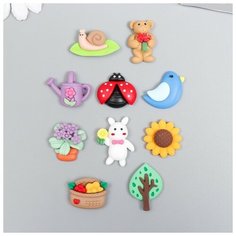 Декор для творчества пластик "Летний сад" набор 10 шт Арт Узор