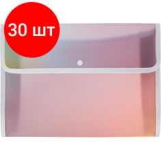 Комплект 30 штук, Папка-конверт на кнопке А4 Attache Selection Rainbow, текст окант, РР 400мкм