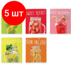 Комплект 5 штук, Тетрадь общая А5 48л, кл, скреп, мел. карт, MY REFRESH, в асс.7-48-1173 Альт