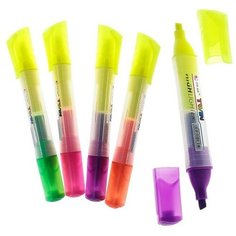 Маркер-текстовыделитель, наконечник скошенный, 5 мм, корпус треугольный, двухцветный, микс Noname