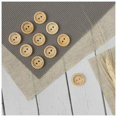 Нашивка из дерева «Hand made with love», 2 прокола, d = 18 мм, цвет молочный (24 шт) Noname