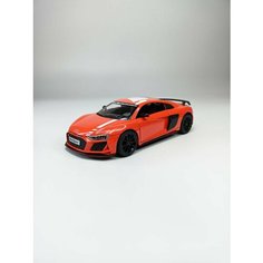 Коллекционная машинка игрушка металлическая Audi R8 для мальчиков масштабная модель 1:24 оранжевая Alexplay