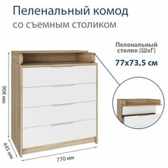 Пеленальный комод с четырьмя ящиками Нордик Атмосфера