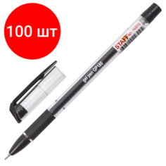 Комплект 100 шт, Ручка гелевая с грипом STAFF "College", черная, корпус прозрачный, игольчатый узел 0.6 мм, линия письма 0.3 мм, 143016