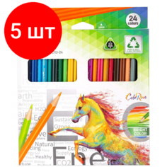 Комплект 5 наб, Карандаши цветные 24цв 3-гран Deli Enovation, пластик, EC113-24