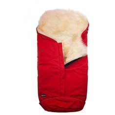 Конверт-мешок Bozz из овчины с длинным ворсом, 95 см, красный/белый
