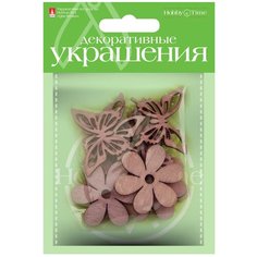 Декор из дерева, крашеный, набор № 1 "Цветочки", 3 вида Альт