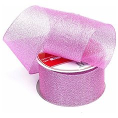 Лента IDEAL с люрексом арт. ТВ-ЛЮР шир.50мм цв.037 св. розовый уп.22,85 м