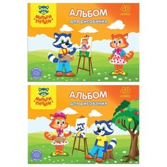 Альбом для рисования 40л, А5, на склейке Мульти-Пульти "Приключения Енота", с раскраской