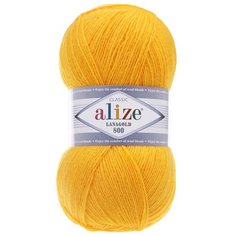 Пряжа для вязания ALIZE Lanagold 800, 100г, 730м (49%шерсть, 51%акрил) (216 жёлтый), 5 мотков