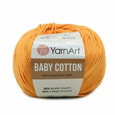 Пряжа для вязания YarnArt Baby Cotton 50гр 165м (50% хлопок, 50% акрил) (425 темно-желтый), 10 мотков