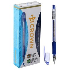 Crown Ручка гелевая стандарт резиновый упор Crown HJR-500RNB синяя, узел-игла 0.7мм