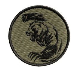 Нашивка на одежду, патч, шеврон на липучке "Медведь трайбл" (Олива) 8,5х8,5 см Shevrons