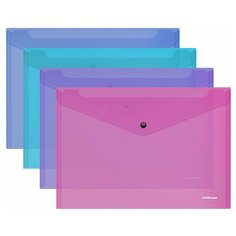 Папки-конверты на кнопке, молнии, липучке, клапане ErichKrause Конверт на кнопке А4 Fizzy Vivid