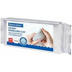 Паста (масса) для моделирования и лепки BRAUBERG, самозатвердевающая, 500 г, белая, высшее качество, 224443 (цена за 1 ед. товара)