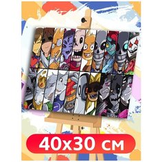 Картина по номерам игра Undertale (Санс, Ториэль, Фловей, Удина, Чара) - 7522 Г 30x40
