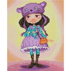 Алмазная мозаика Белоснежка "Девочка с сумочкой" / Набор алмазной мозаики 20х25 см / На подрамнике / Полная выкладка / Люди