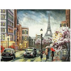 "Фрея" кристальная (алмазная) мозаика ALPD-004 на подрамнике "Дождь в Париже" 40 х 30 см Freya