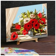 Картина по номерам с дополнительными элементами Букет из маков, 30х40 см