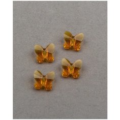 Бусины бабочки Swarovski, цвет Tangerine (#259), размер 8 мм, 4 шт.