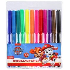 Фломастеры тонкие детские для рисования и творчества Paw Patrol Щенячий патруль, 12 цветов