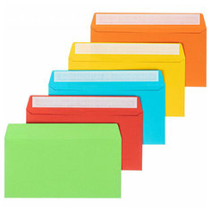 Конверт 5 цветов C65 стрип 110х220 120г комус 10шт/уп