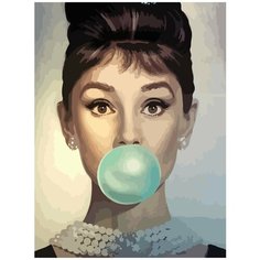 Картина по номерам на холсте Одри Хэпберн (Римские каникулы, как украсть миллион) - 7849 В 30x40