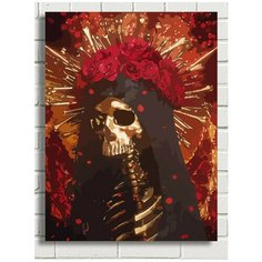 Картина по номерам Красочный череп (Санта Муэрте, Мексика, Цветы) - 7613 В 30x40