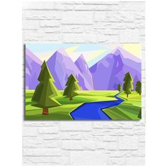 Картина по номерам на холсте пейзаж (природа, лес, горы, минимализм) - 9238 Г 20x30