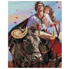 Алмазная мозаика "Верхом на быке", 40x50 см, Арт Фея
