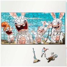 Пазл из дерева с фигурками, 230 деталей, 46х23 см игры Rabbids Invasion - 5244 Puzzle Wood