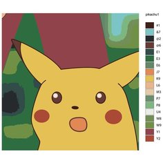 Картина по номерам, 100 x 100, TSKK-pikachu1, пикачу, пикачу мем, "Живопись по номерам", набор для раскрашивания, раскраска