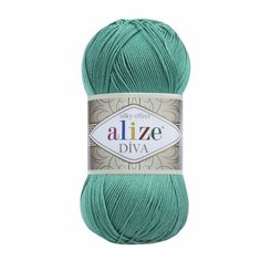 Пряжа ALIZE DIVA, зеленая бирюза - 610, 100% микрофибра акрил, 5 мотков, 100 г, 350 м.