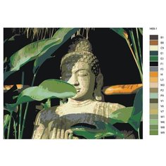Картина по номерам Н69 "Будда в листьях", 60x80 см Brushes Paints