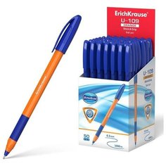 Ручка шариковая ErichKrause U-109 Orange Stick Grip 1.0, Ultra Glide Technology, чернила синие, 50 шт.